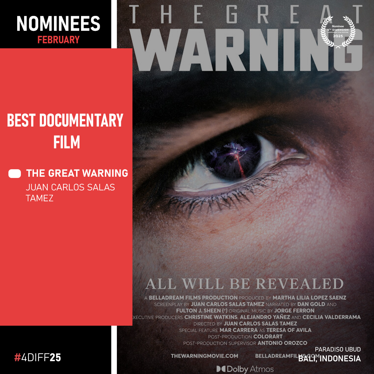 Congratulations to the Nominees.
Thanks for your participation and contribution to the world of Independent Cinema.

#Nominee #bali #ubud #fdiff2025 #filmfreeway #filmfreeway