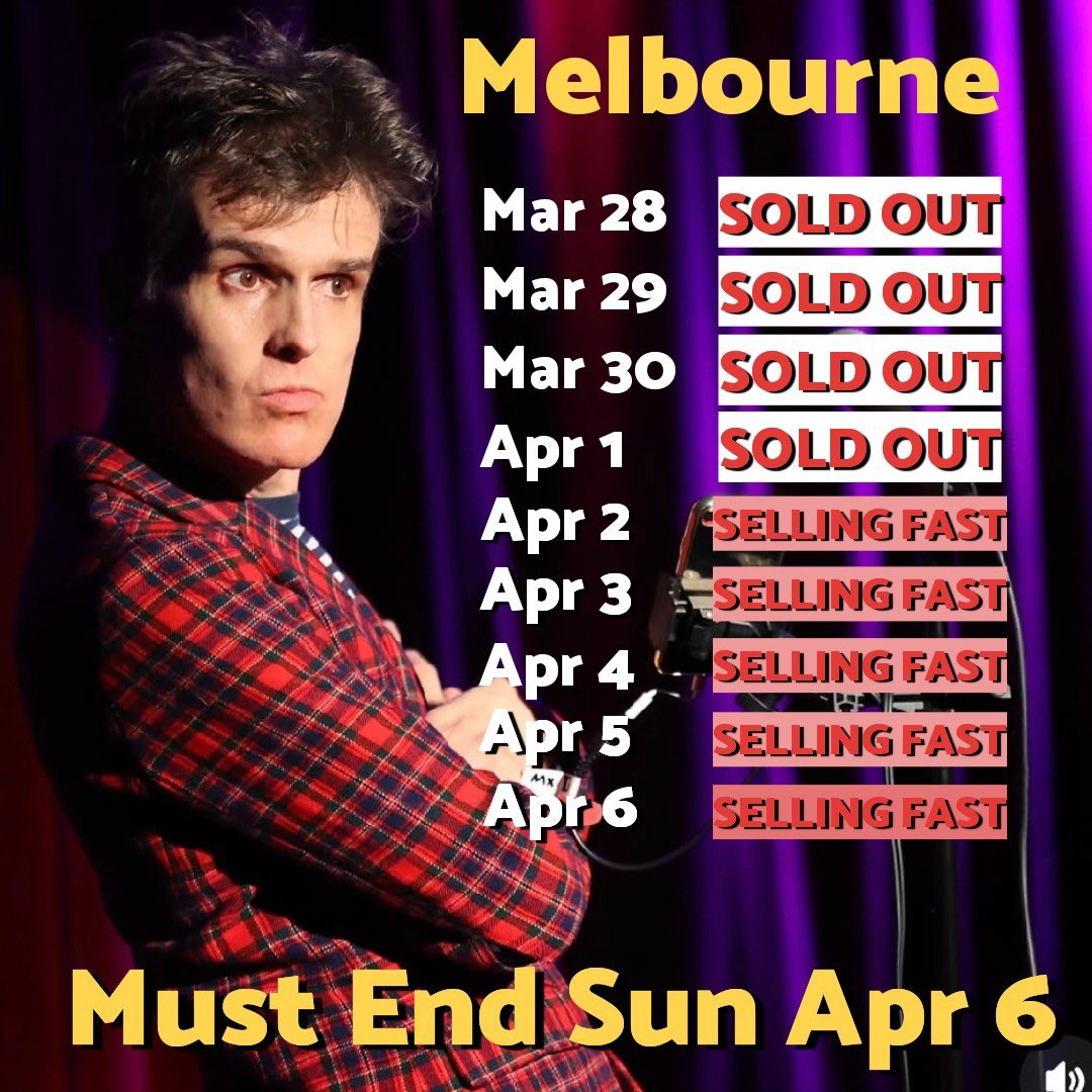 andrewjhansen's tweet image. This is a direct threat, Melbourne. You MUST RUSH to grab a ticket NOW. 

You have been WARNED. 

MAKE NO MISTAKE. 

It’s not my future at stake here. IT’S YOURS. 

Don’t come crying to me later. YOU HAD YOUR CHANCE and you BLEW IT. 

Anyway, do pop in!