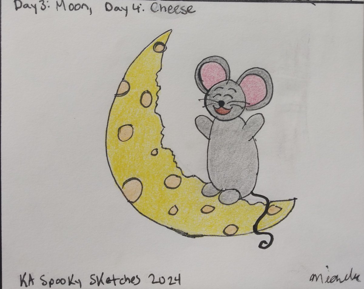MichelleForNow's tweet image. Finally colored my mouse with cheese moon. Coloring the sky is too much work lol.