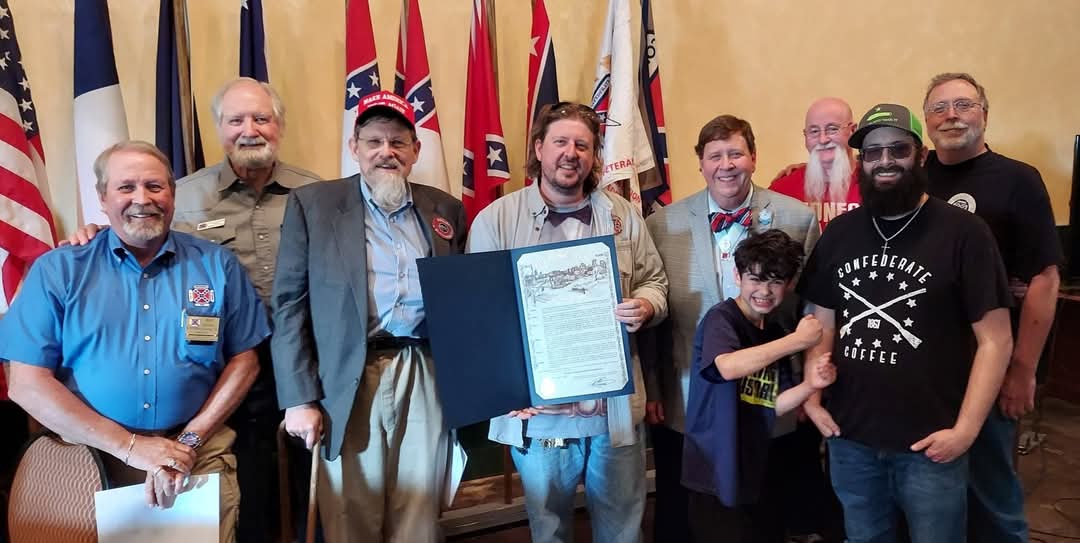 Acg1325's tweet photo. Sharing our proclamation with the Texas Division Sons Of Confederate Veterans Executive Committee this past Saturday! #AlamoCityGuardsDay #ThisIsNotAPrank #ConfederateHistoryAndHeritageMonth #AlamoCityGuards1325 #AprilFirst #SonsofConfederateVeterans #JoinTheGuards https://t.co/LEHMUiv2ux