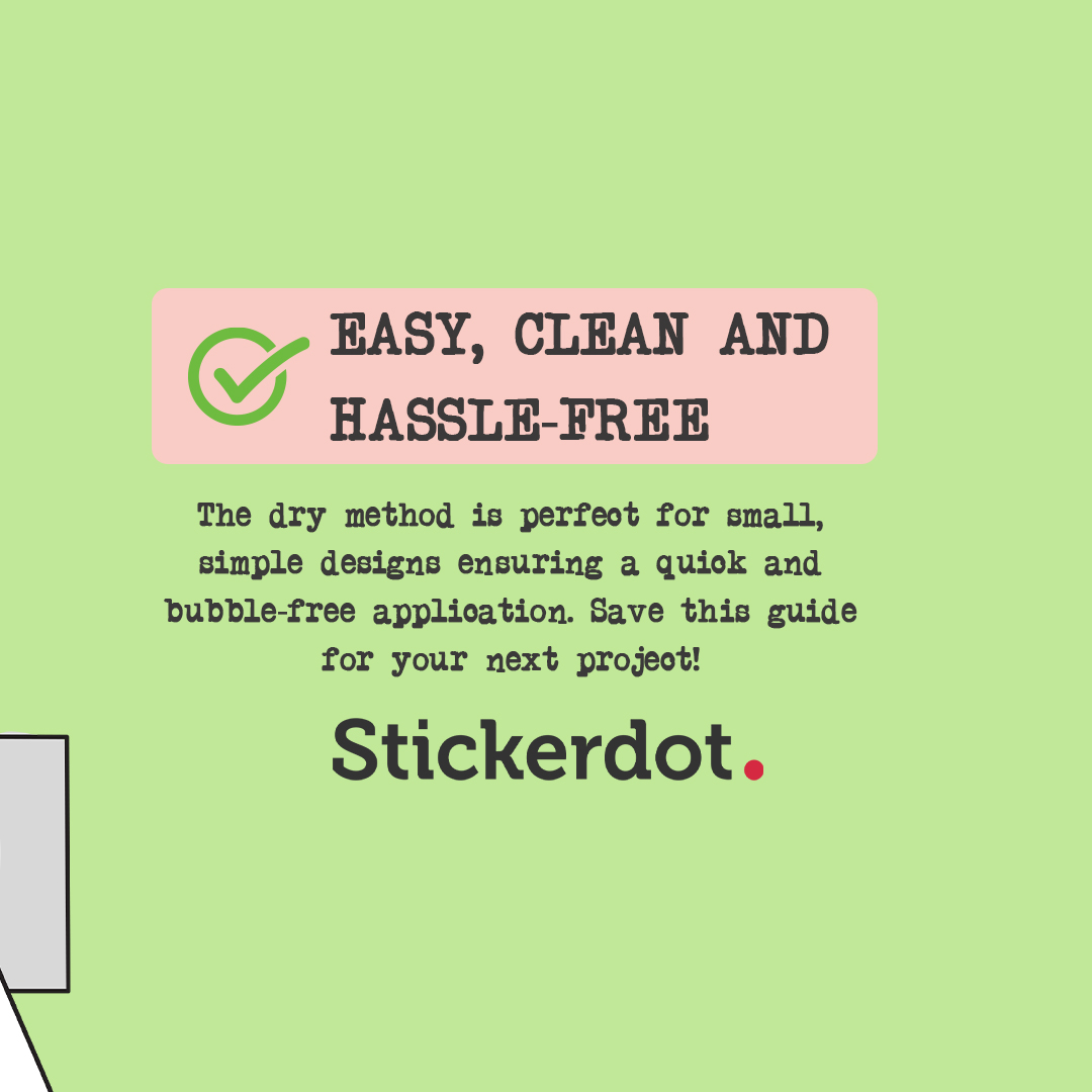 StickerDot's tweet image. Bubbles in your decals? Nope, not here! 🚫

Introducing the DRY METHOD—an easy fix for a flawless finish when installing #vinyldecals. No hassle just clean, smooth, and professional results. 

Swipe to learn how in just 4 STEPS➡️

#faq #stickerhacks #decals #diy #stickerprinting