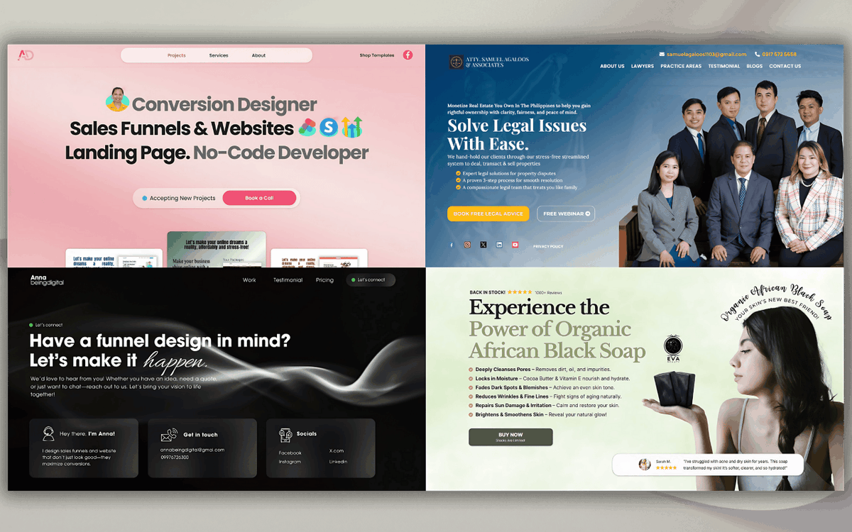 Hero Section Showcase: A Recap of My Latest Designs!

Which one is your favorite? Let me know in the comments! 

Thinking about revamping your landing page and need some inspiration? Let’s chat! Always happy to share ideas.