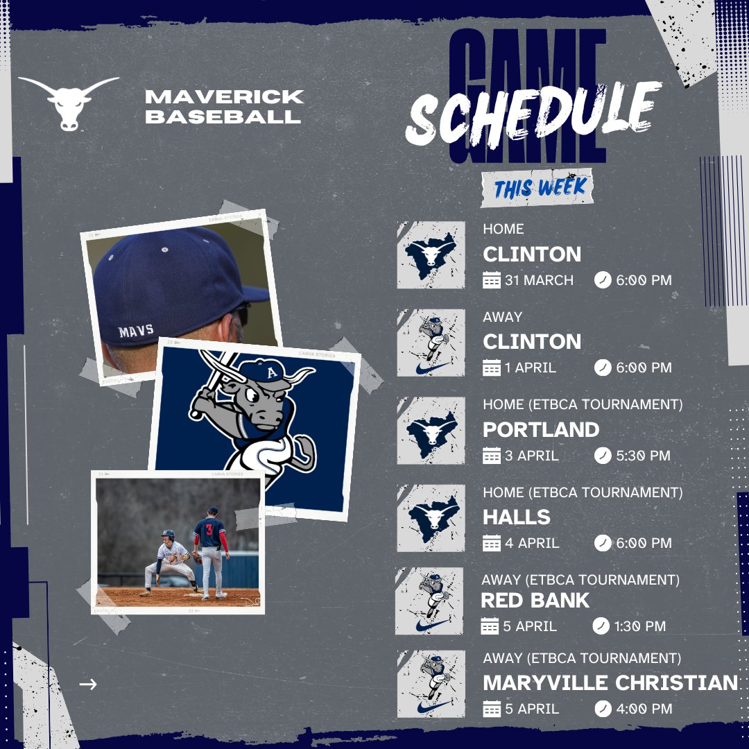 After playing 7 games last week, the Mavs have another busy week ahead! Plenty of opportunities to come out and support our guys! Big district series with Clinton will start off our week, and we will finish with the ETBCA Tournament.