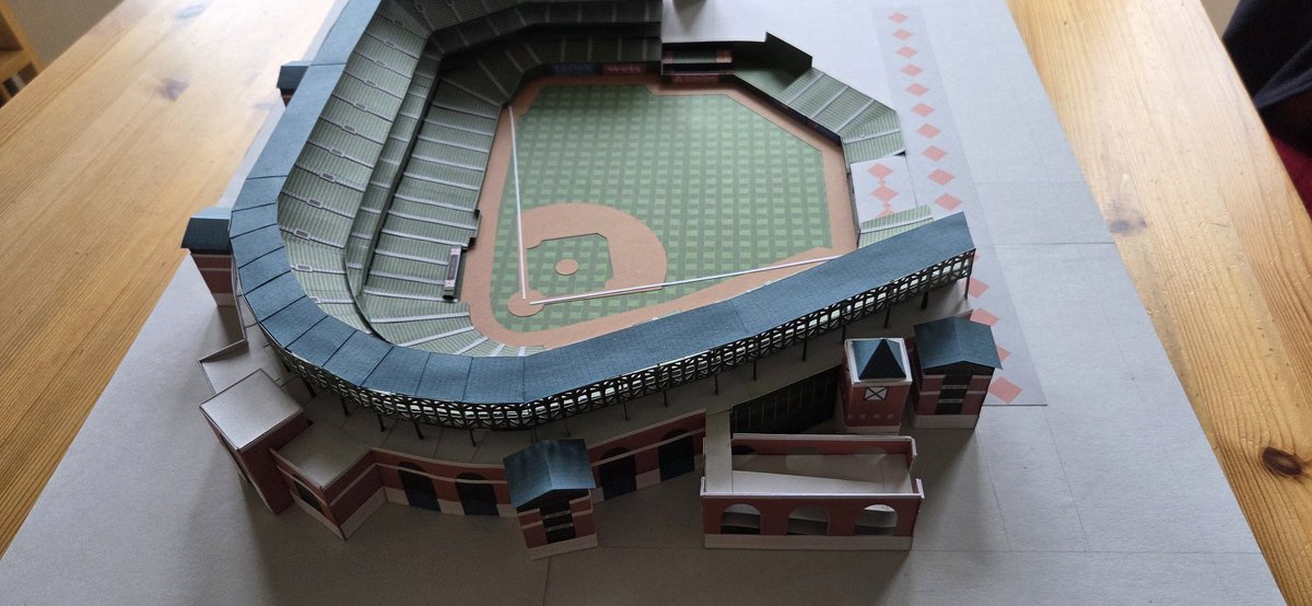 Update on paper Camden Yards 2 model:  most of the infield exterior is done. Now I'm mostly working on the outfield details and then the warehouse!