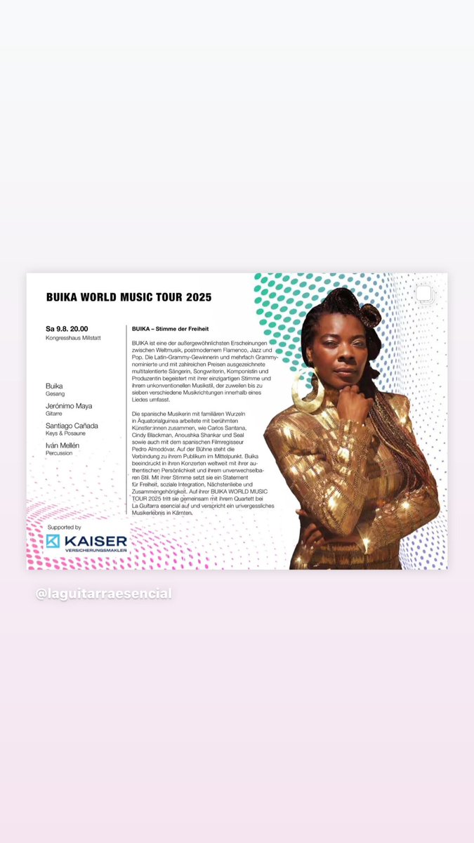 BuikaMusic's tweet photo. Buika Music World tour Sat, Aug 9 2025 in @millstattamsee Jetzt Tickets reservieren: karten@gitarrenfestival.at  https://t.co/qEEWUanFbc

#laguitarraesencial #gitarrenfestival #amistad #millstattamsee #millstatt #millstättersee #gitarre #klassichegitarre #guitarfestival https://t.co/mzQXuKBKM6