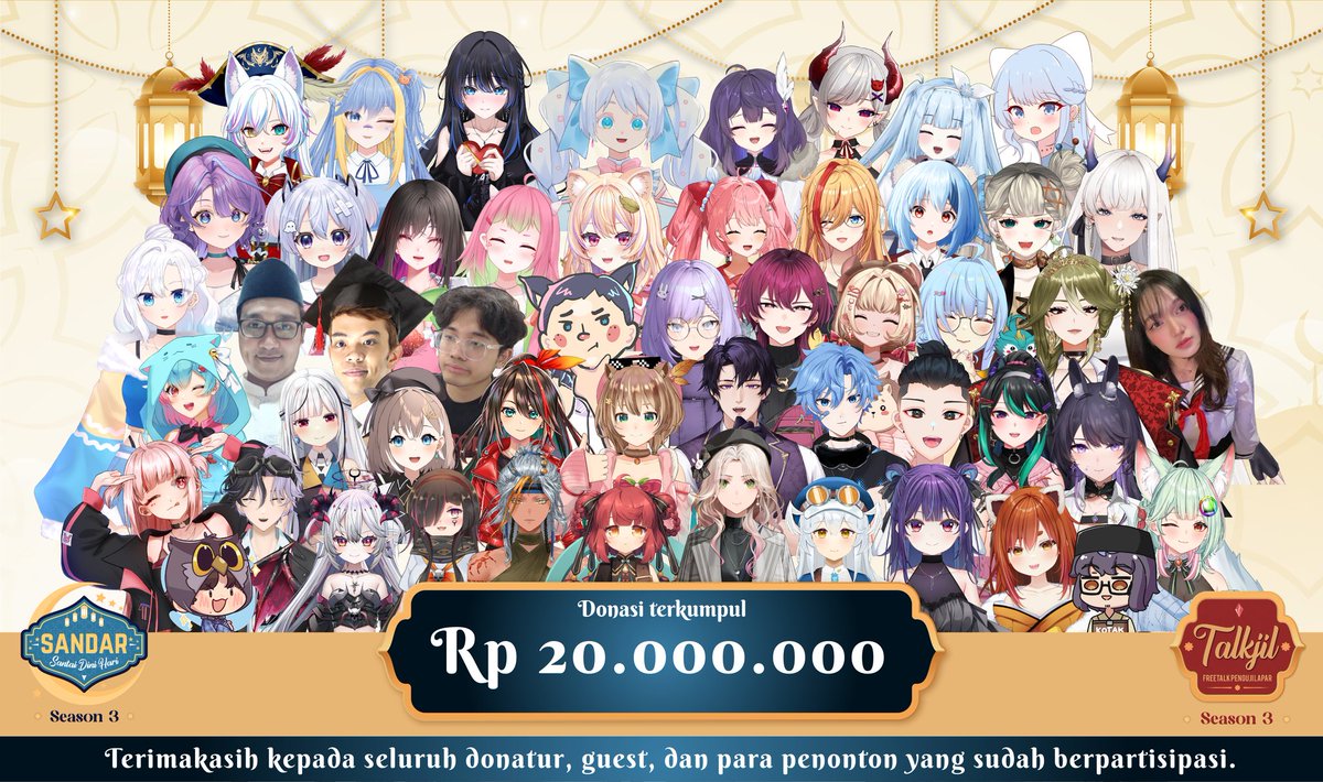 Terima kasih kepada para donatur yang telah dengan tulus berbagi rezeki untuk mereka yang lebih membutuhkan! 🙏

Kami juga mengucapkan terima kasih sebesar-besarnya kepada para tamu, Livium Civilians, serta semua pihak yang terlibat dalam Sandar dan Talkjil Season 3!

Semoga kita