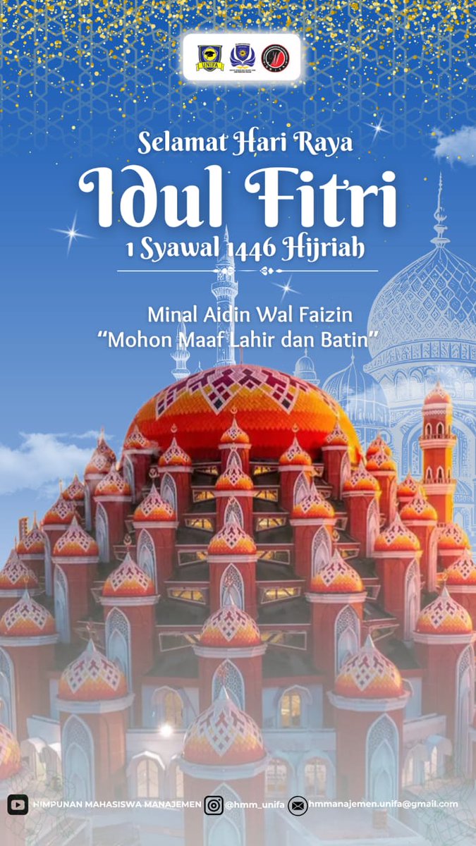 Selamat Hari Raya Idul Fitri 1446 Hijriah ✨

Taqabbalallahu minna wa minkum, mohon maaf lahir dan batin. Semoga di hari yang fitri ini, hati kita kembali bersih, penuh kebahagiaan, dan diberkahi dalam setiap langkah.

Minal aidin wal faizin🙏🏻
