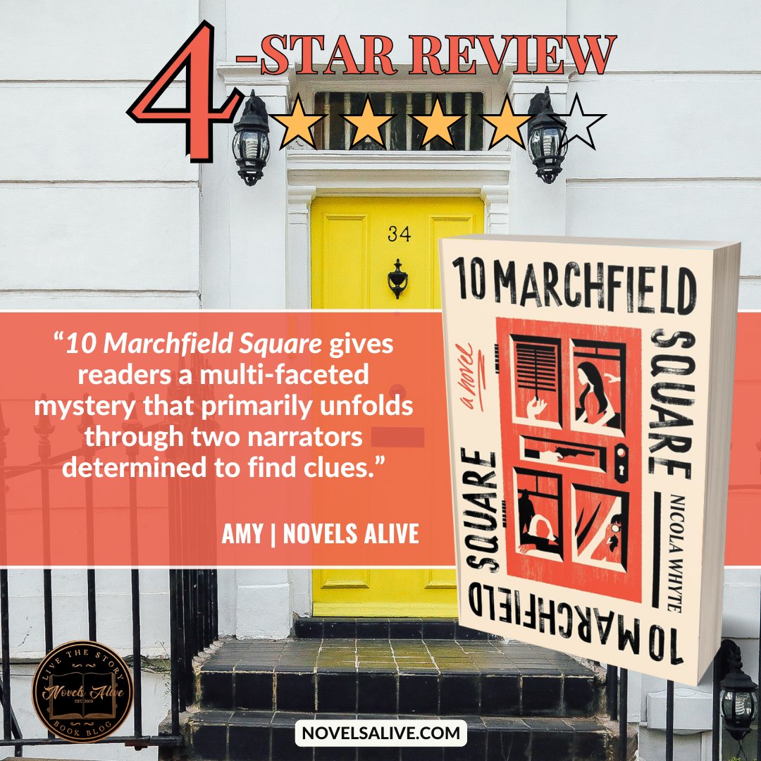 Novels Alive (@novelsalive) on Twitter photo 4-STAR REVIEW⭐️⭐️⭐️⭐️: 10 MARCHFIELD SQUARE by Nicola Whyte <a href="/nixawhy/">Nicola Whyte</a> <a href="/UnionSqandCo/">Union Square & Co.</a>
👉10 MARCHFIELD SQUARE gives readers a multi-faceted mystery that primarily unfolds through two narrators determined to find clues. bit.ly/426qWmH #bookreview #cozymystery #books #book 4-STAR REVIEW⭐️⭐️⭐️⭐️: 10 MARCHFIELD SQUARE by Nicola Whyte <a href="/nixawhy/">Nicola Whyte</a> <a href="/UnionSqandCo/">Union Square & Co.</a>
👉10 MARCHFIELD SQUARE gives readers a multi-faceted mystery that primarily unfolds through two narrators determined to find clues. bit.ly/426qWmH #bookreview #cozymystery #books #book