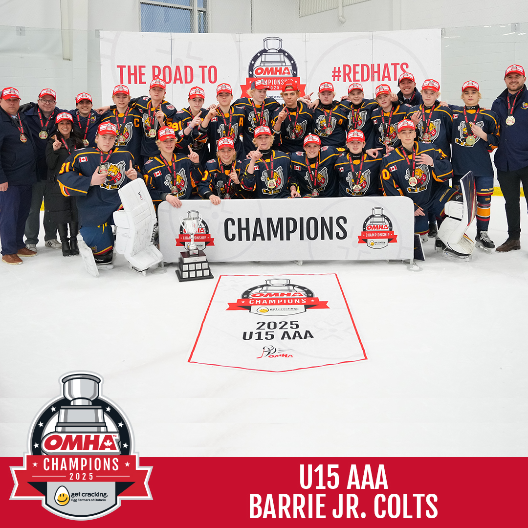 HometownHockey's tweet photo. 2025 #OMHA U15 AAA Champions: Barrie Jr. Colts

#RedHats | @GetCracking https://t.co/sSO9Srf6ox