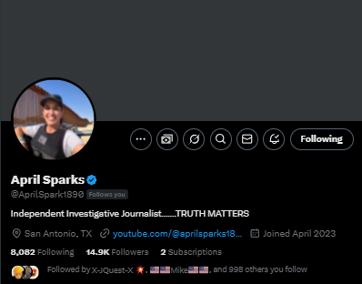 Jโ
kรซr Kรฎng ๐ (@j0ker937) on Twitter photo Who can I count on to help my friend April (<a href="/AprilSpark1890/">April Sparks</a>) get over the 15k mark?
She's a real deal border watcher with boots on the ground and videos posted whenever she hits the road.
Thaaaaanks.๐๐ Who can I count on to help my friend April (<a href="/AprilSpark1890/">April Sparks</a>) get over the 15k mark?
She's a real deal border watcher with boots on the ground and videos posted whenever she hits the road.
Thaaaaanks.๐๐