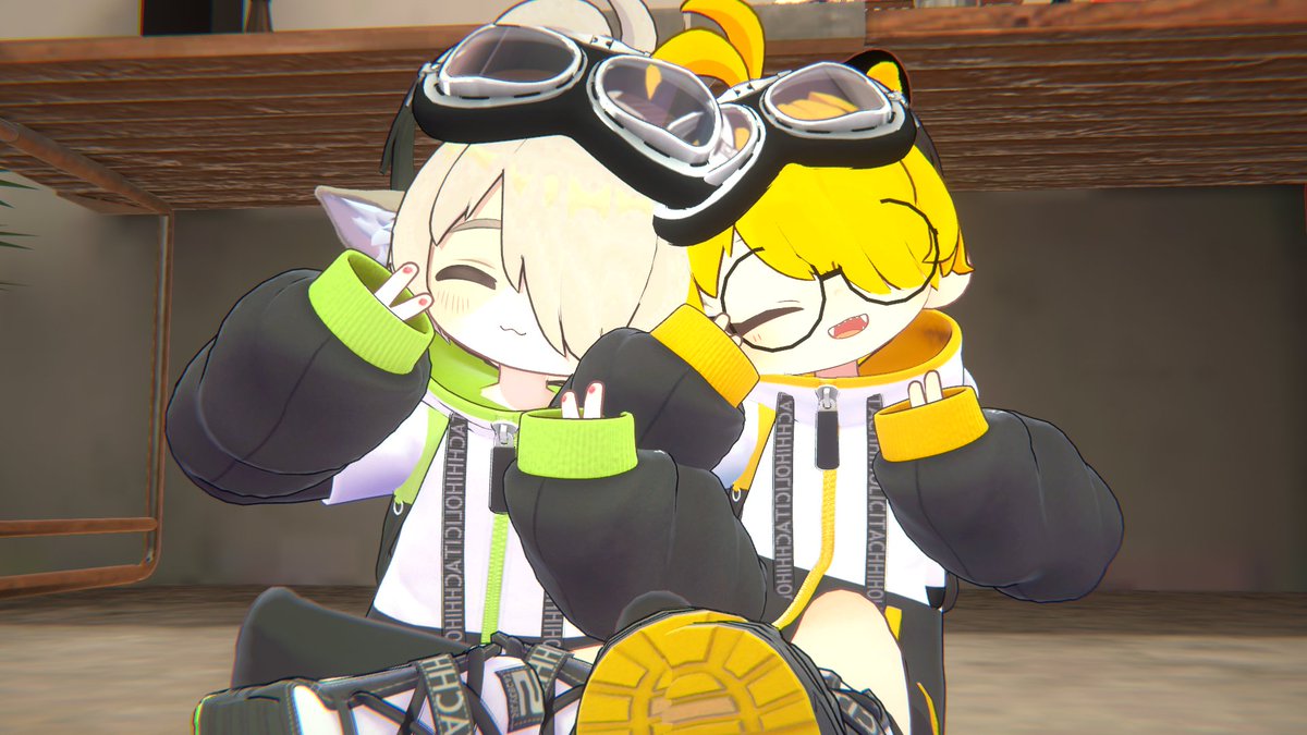 Pongmaru_vrc's tweet image. 勇者さんとおそろい衣装でツーショット。
 #SILVERCAT #まめふれんず
