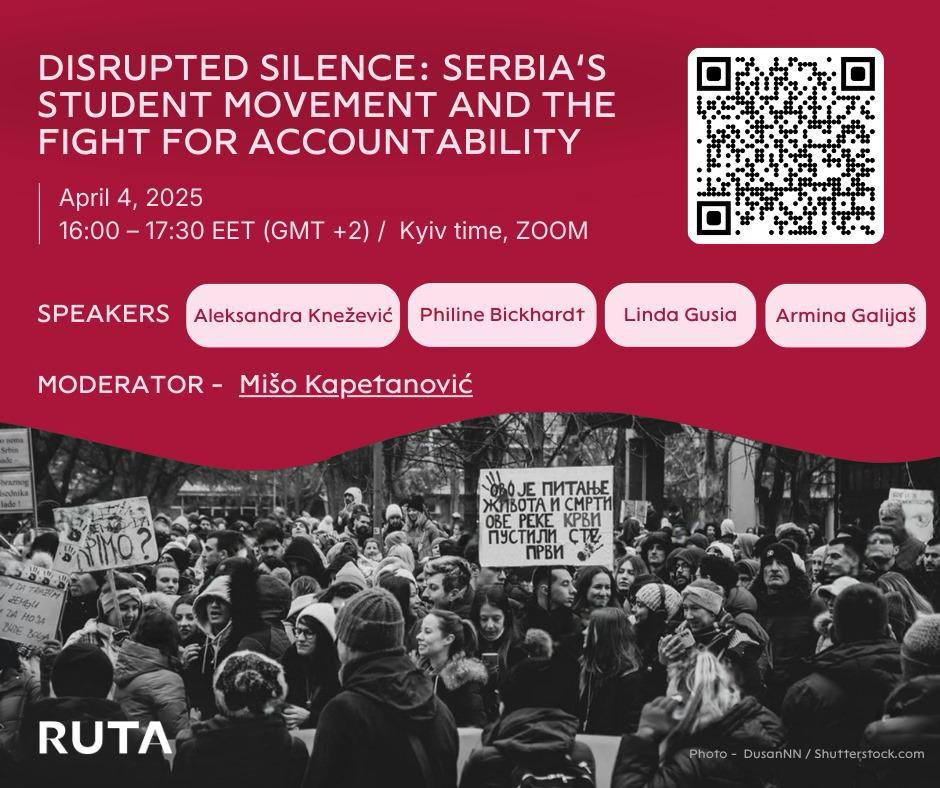 Next in our RUTA webinar series is a discussion on student protests in Serbia. How have student mobilizations reshaped political engagement and civil society in Serbia? What are the regional implications? Register to join the debate with our panelists: us06web.zoom.us/webinar/regist…
