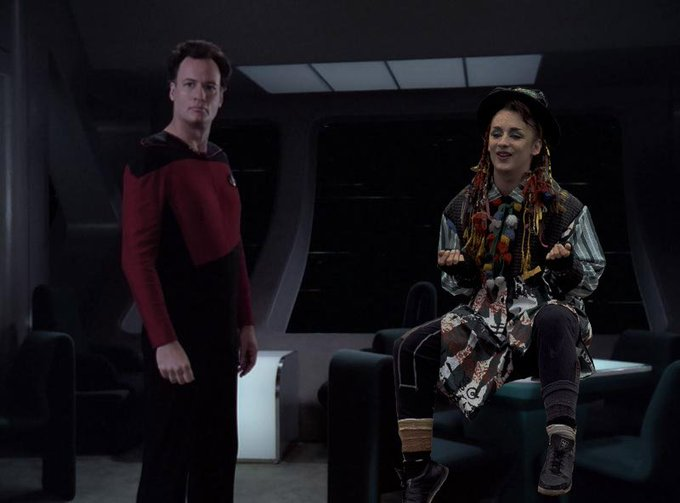 JanelleWaz's tweet photo. Honestly, this episode could use some Boy George as a Q. #TNG #QWho #allstartrek https://t.co/nQPCw7tUSs