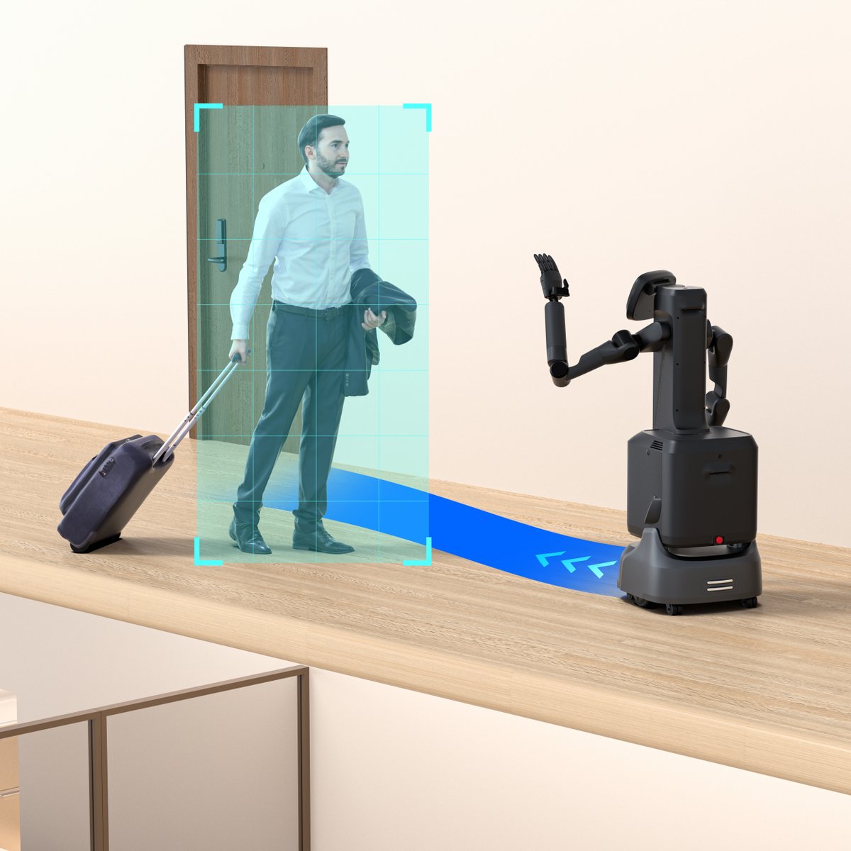 PuduRobotics's tweet image. #FlashBotArm overcomes the limitations of traditional robots, which cannot navigate elevators in buildings lacking IoT infrastructure. With its robotic arms and dexterous end-effector, it enables fully automated workflows for item pickup, elevator operation, and precision…