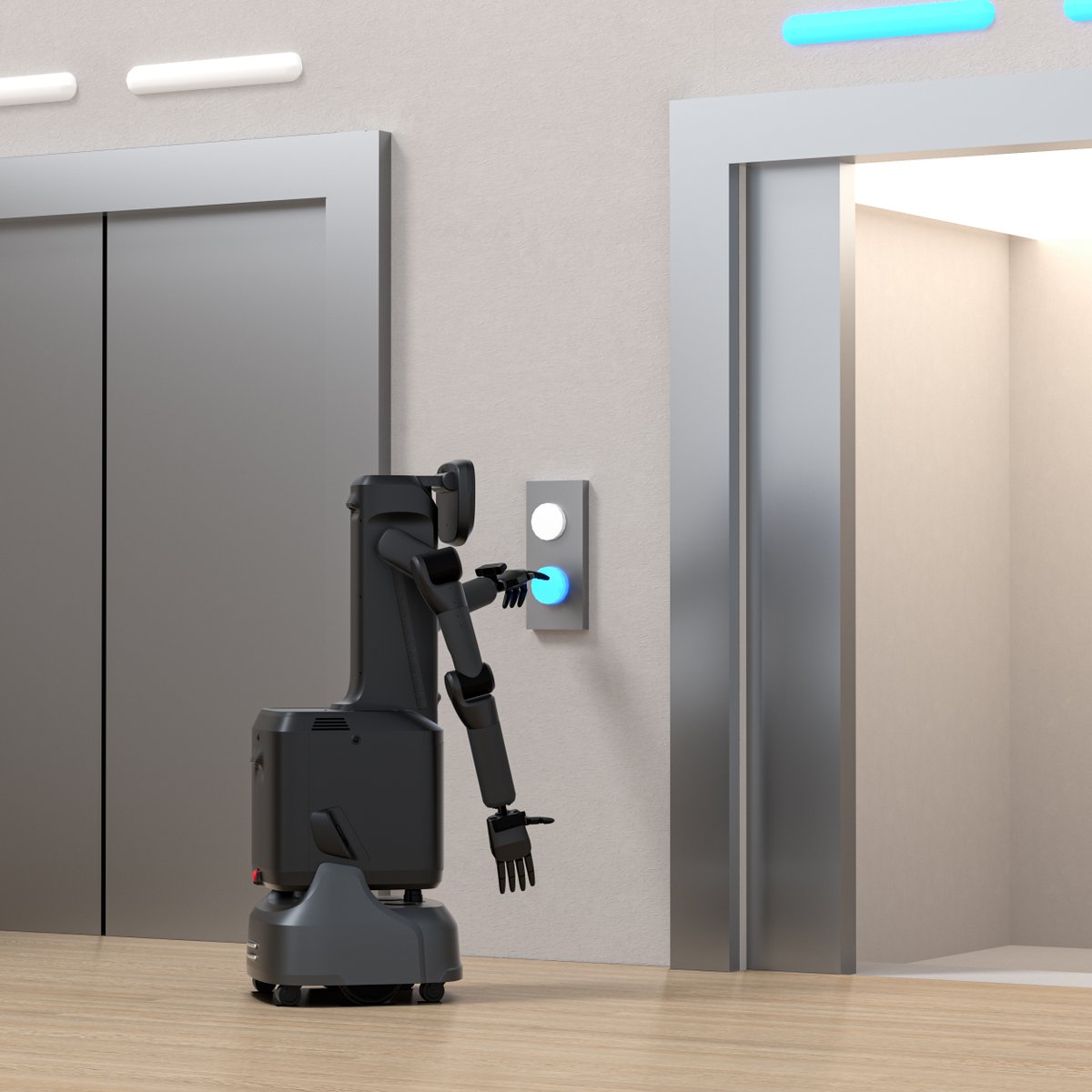 PuduRobotics's tweet image. #FlashBotArm overcomes the limitations of traditional robots, which cannot navigate elevators in buildings lacking IoT infrastructure. With its robotic arms and dexterous end-effector, it enables fully automated workflows for item pickup, elevator operation, and precision…