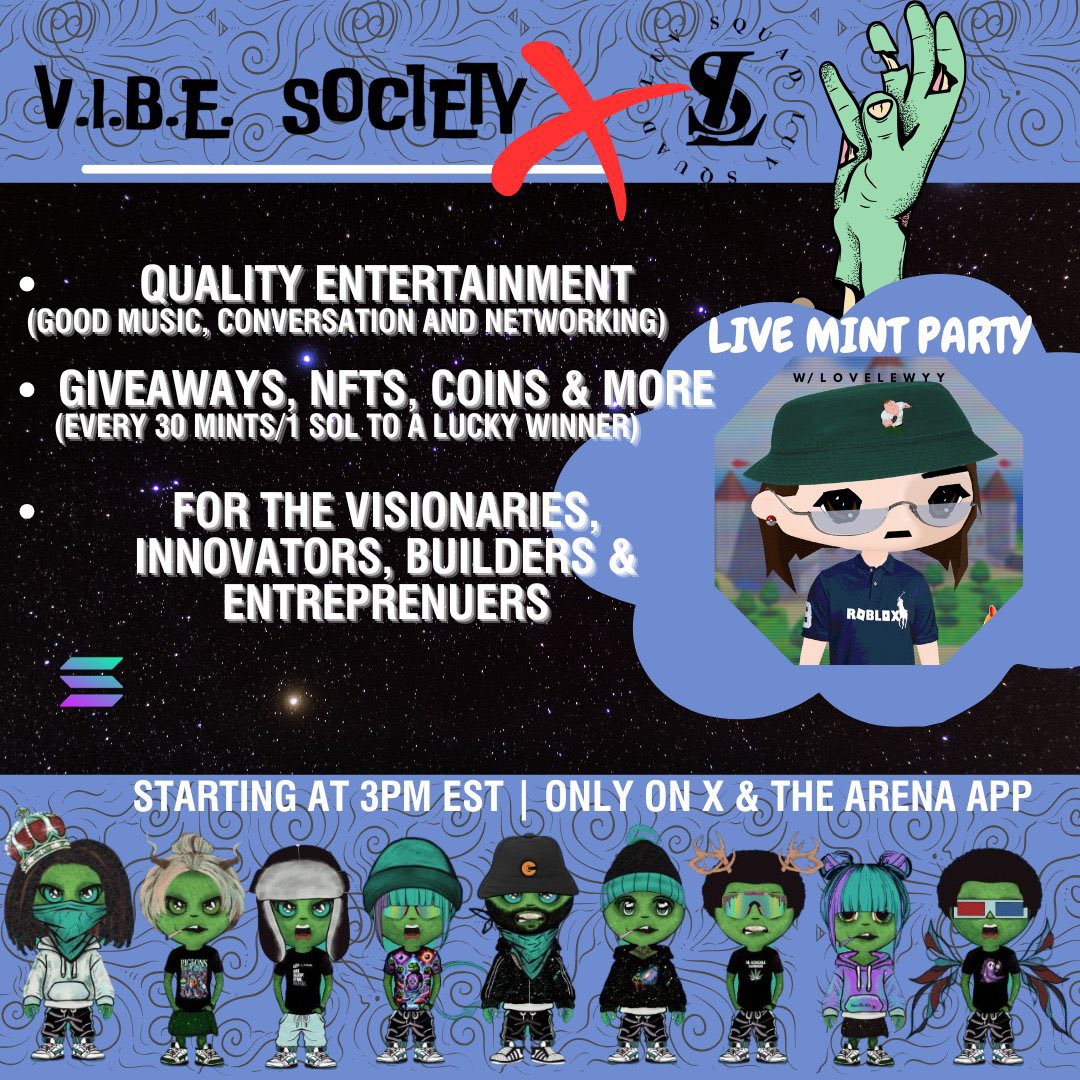 LoveLewyy's tweet photo. V.I.B.E. Society x #LUVSQUAD
🔥 THE SOLANA MINT PARTY 🔥
STAGE LINK:
https://t.co/8zB37YzC6V https://t.co/HLbbsAC4hM