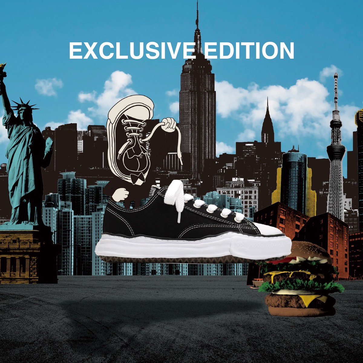 Original Sole Sneakers EXCLUSIVE EDITION is now available at the official online store, flagship stores, and select stores around the world.

The brand’s iconic sneakers are now embarking on a global journey with Kutsuhimo musubena-kun.

#MaisonMIHARAYASUHIRO