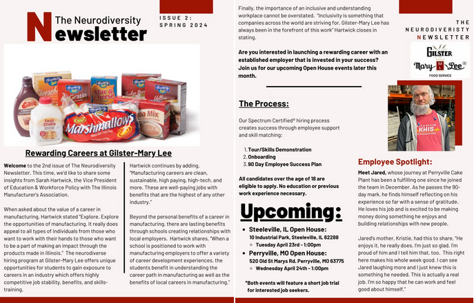 IMA member <a href="/GilsterMaryLee/">Gilster-Mary Lee</a> has been at the forefront of neurodiverse hiring, successfully integrating autistic team members into their workforce. Last fall, the company became the first-ever "Spectrum Certified" employer, setting the standard for inclusion and career