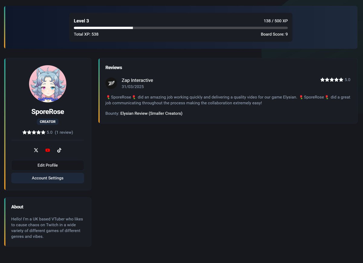 I have a fun announcement!

I've been checking out a brand new sponsorship platform called <a href="/bountyboardgg/">Bounty Board</a>!

If you want to know more, check it out below! 

bountyboard.gg

There's also a Discord if you have any questions.

discord.gg/uSZxNnQzNp