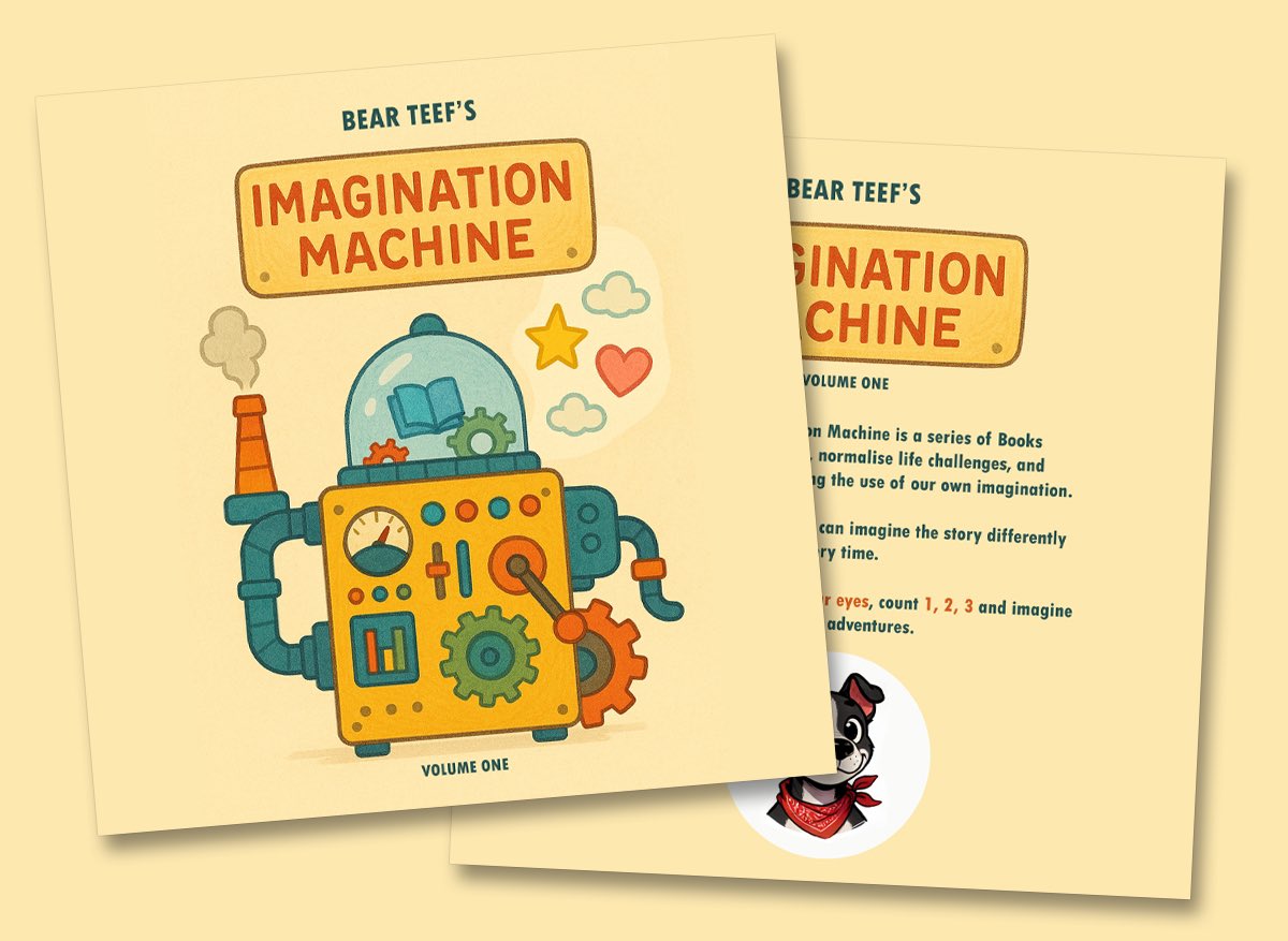 cultsaltau's tweet photo. Bear Teef’s Imagination Machine: Volume One is officially live.

Get your copy as an eBook and/or in Paperback:
https://t.co/JTxSNEnQtB

Don’t forget you can also get an extra 12-Page Book for free from https://t.co/Te18E9d5KC

#childrensbook #author #amazon #KindleUnlimited https://t.co/2xCn2uBcmK