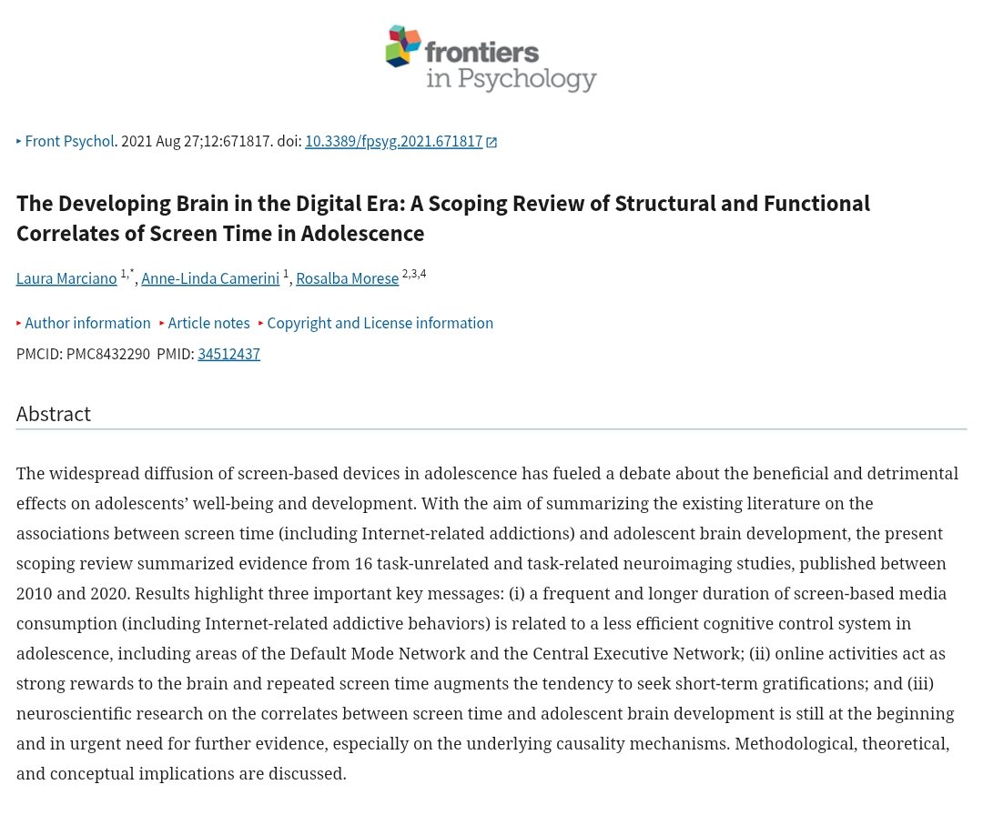 DavidMackeyDPT's tweet image. Digital Dementia
Excessive screen time may be linked to immediate &amp;amp; long-term cognitive deficits &amp;amp; decline due to reduced brain volume (especially during development). This may lead to a 2-4x greater risk of dementia into adulthood
imrpress.com/journal/JIN/21…
pmc.ncbi.nlm.nih.gov/articles/PMC84…