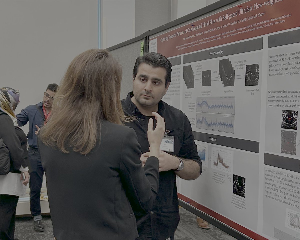 Debolina and Amir presenting our latest preclinical and translational neurofluid imaging research from the  BraFTI lab at the annual Imaging Sciences Pathway (ISP) Retreat! 

<a href="/WashUMedMIR/">WashU Medicine Mallinckrodt Institute of Radiology</a> <a href="/WashUengineers/">WashU McKelvey Engineering</a>