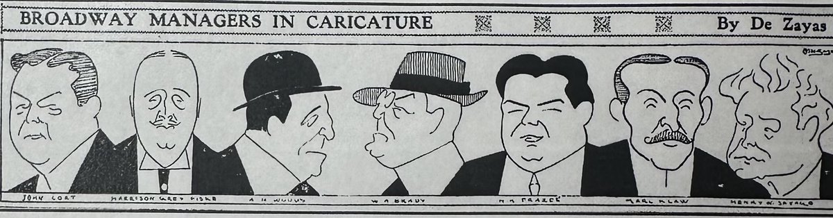 Marius de Zayas (1880-1961)
Los gerentes de Broadway en caricatura: John Cort, Harrison Grey Fiske, A. H. Words, W. A. Brady, H. R. Frazer, Marc Klaw y Henry W. Savage
“The World”
Diciembre 20, 1913