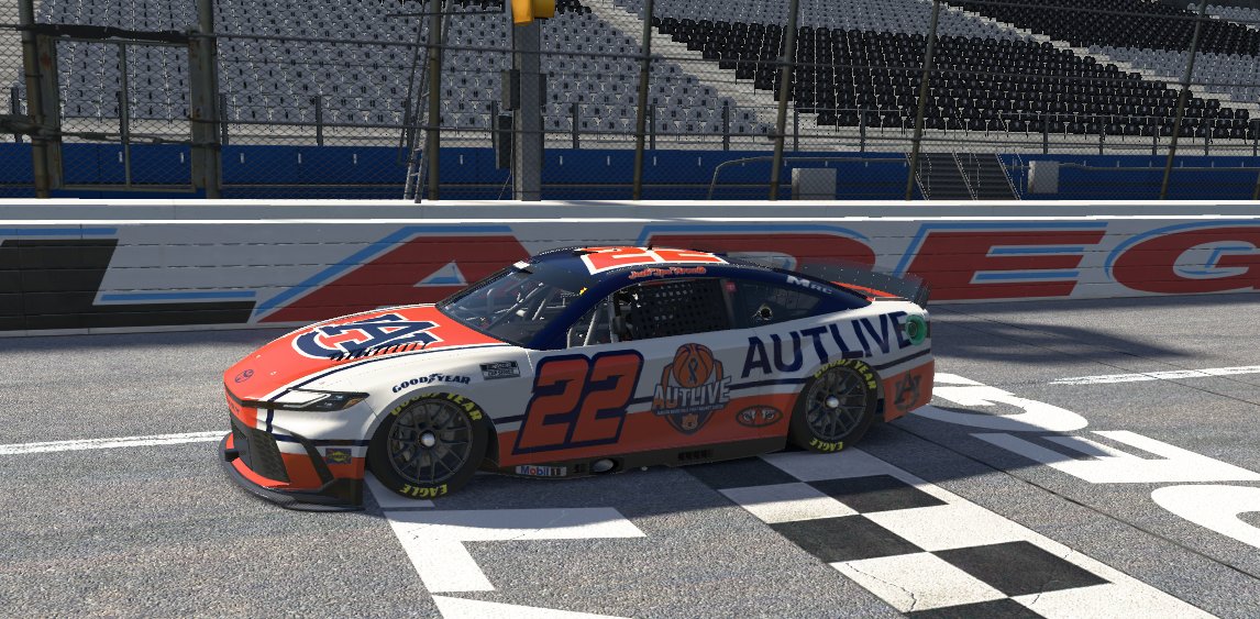 Got the win at Talladega in <a href="/SRLeague/">Stampede Racing</a> same day Auburn makes the Final Four. War Eagle!