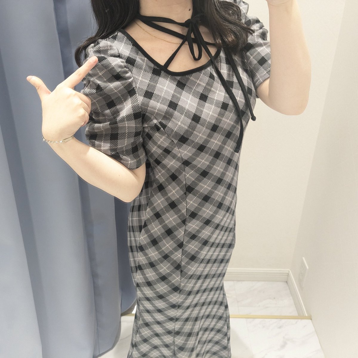 ♡美品、翌日配送♡】evelyn チェックカットOP チェックレディ