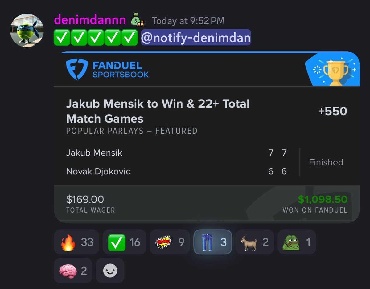 Cash the #MiamiOpen straight from <a href="/denimdannnnn/">denimdannn</a> 🎾

$169 ➡️ $1,098.50 💥

👉 GoldBoys.com 👈