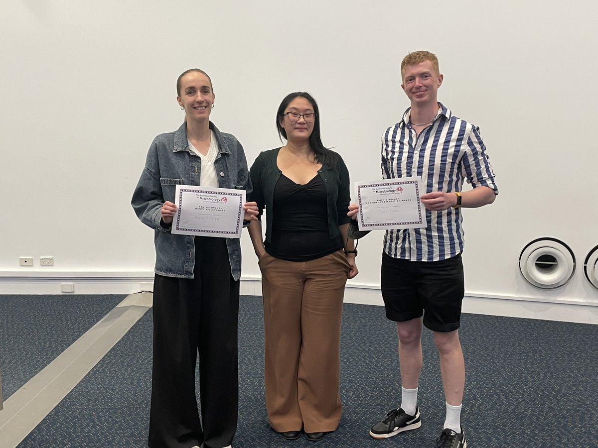 Congratulations to our ASM Vic Branch Award Winners!
Nancy Millis Award: Ashleigh Kropp 
ECR Award: Chris Connor
(Pictured with ASM Vic Branch Chair Aimee Tan)