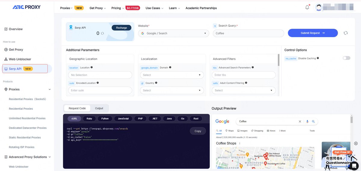 Tititadta's tweet image. ✨Serp API &amp;gt;&amp;gt; Try Free For 1 Week

Get real-time search engine data With SERP #Scraper #API

✅Structured data, provided in #JSON or #HTML format
✅Compatible with multiple devices
✅Pay only for successful crawls
✅100% success rate
more details👉abcproxy.com/?utm-source=tk…
