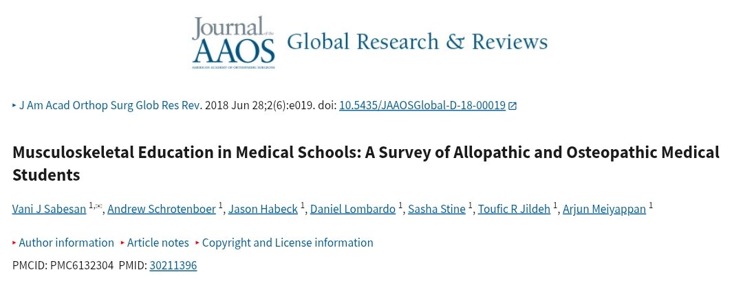 DavidMackeyDPT's tweet image. This 2018 survey found that only 83% of med schools require #musculoskeletal courses in their curriculum. 54% of the students surveyed felt that their MSK education was adequate. 
Is this enough considering 30-40% of PCP visits are for MSK conditions? 

pmc.ncbi.nlm.nih.gov/articles/PMC61…