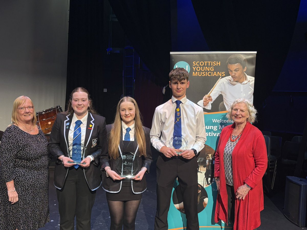 AngusIms's tweet image. Congratulations to vocalist Daisy who won the senior section of the @AngusCouncil  young musician of the year competition last week.  Well done to runners up @BrechinStrings Ryan -violin and Niamh on clarinet @MonifiethHigh