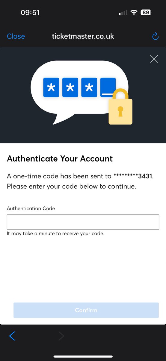 3_HMLW's tweet photo. @TicketmasterCS well, I’ve been trying to access the wait room for Chris brown and this otp never comes through!!? https://t.co/UPvCnMbyWJ