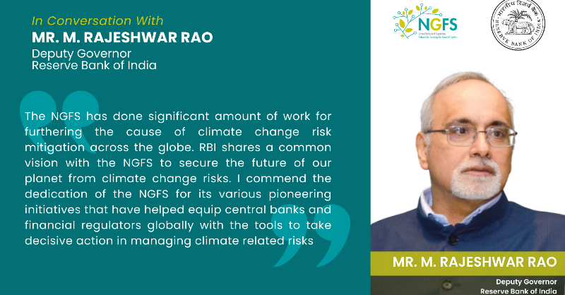 NGFS_'s tweet photo. 🎙  In Conversation with... 

If you want to learn more about the Reserve Bank of India’s involvement with the #NGFS, take a look at our latest interview with Mr. M. Rajeshwar Rao, Deputy Governor at the @RBI.

Read more ⤵
