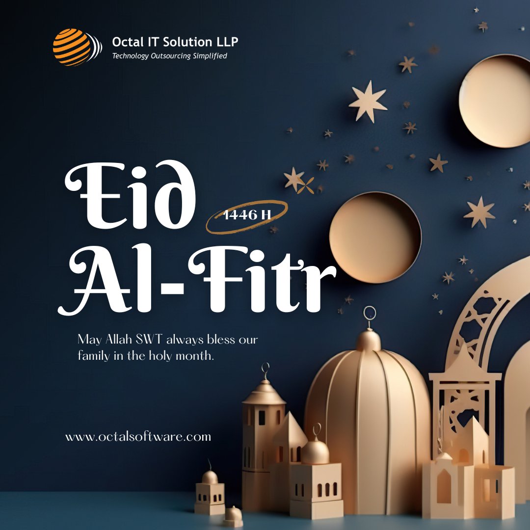 octalitsolution's tweet image. Eid Mubarak! 🌙 May this joyous occasion bring peace, happiness, and prosperity to you and your loved ones. Let’s celebrate with love, gratitude, and kindness! 💛 #EidMubarak #Eid2025 #Blessings