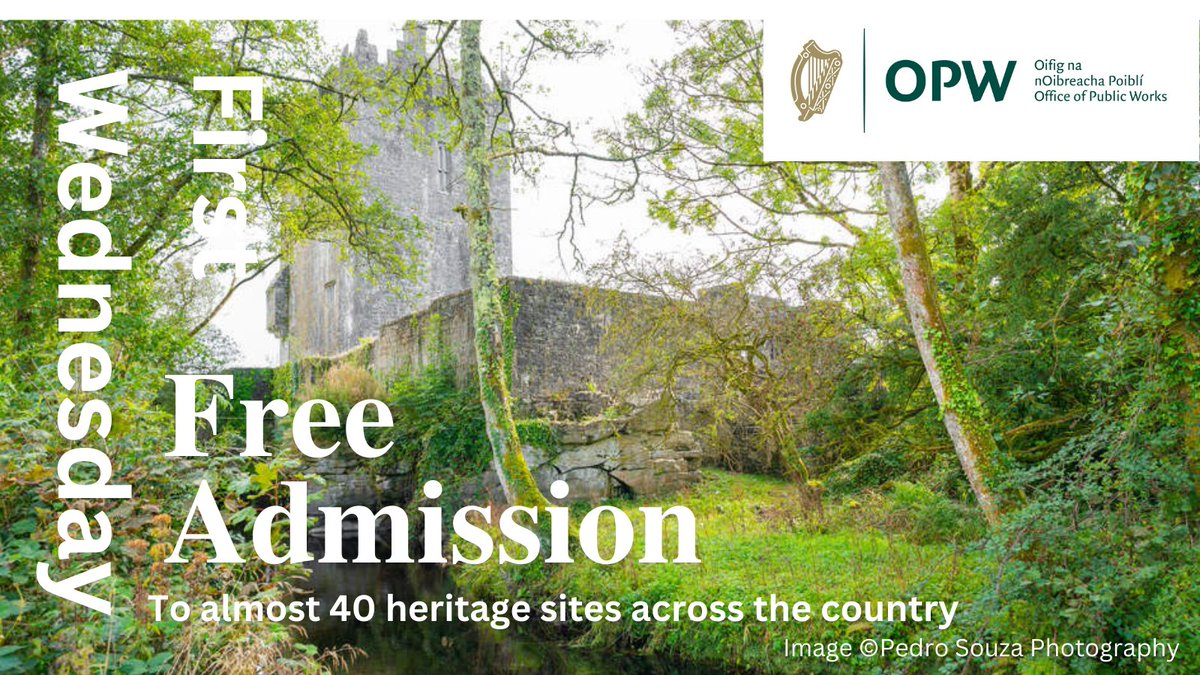 Don't forget Wednesday 2nd April is Free First Wednesday. As more doors have opened for the season, immerse yourself in the abundance of culture and history.

Visit 👉 cutt.ly/CeVFiYMw  for full terms.

#Heritage #FreeAdmission #History

<a href="/Failte_Ireland/">Fáilte Ireland</a> <a href="/TourismIreland/">Tourism Ireland</a>