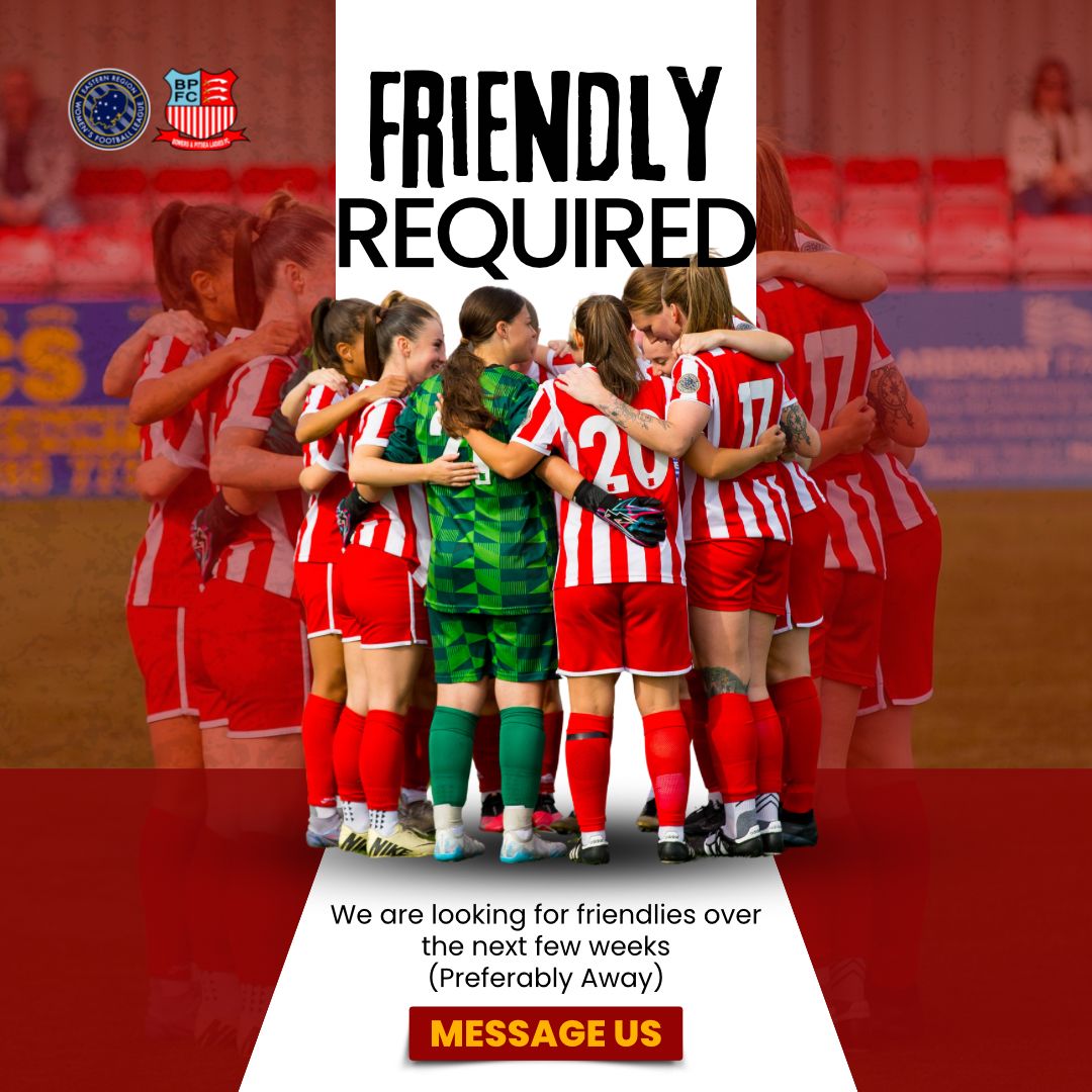 🚨 𝗙𝗿𝗶𝗲𝗻𝗱𝗹𝗶𝗲𝘀 𝗪𝗮𝗻𝘁𝗲𝗱

After having a few weeks off, we are looking to book in 2 friendlies before we start our last run off fixtures for the season.

➡️ 6th April - We can host at The Len Salmon Stadium
➡️ 13th April - Would need to be away

Please DM us!