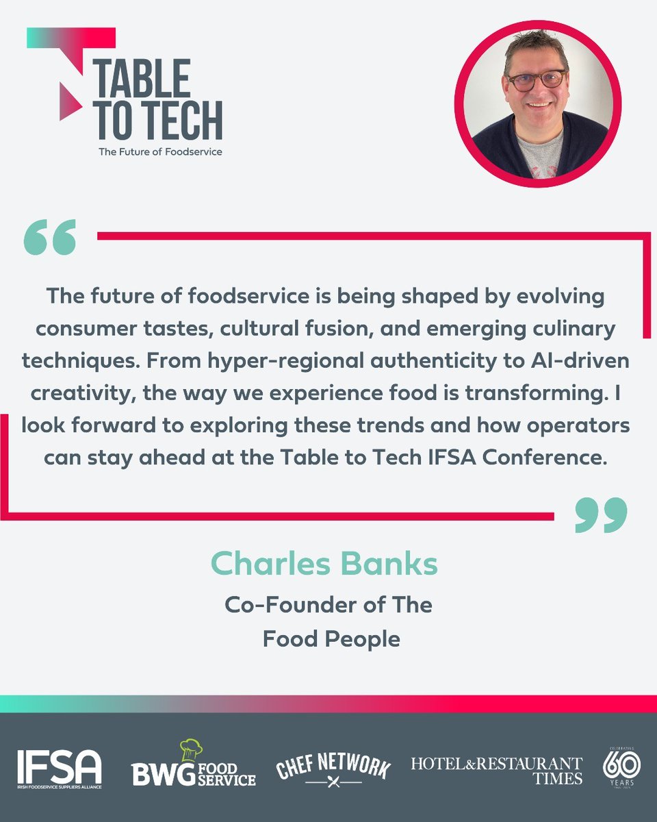 catexexhibition's tweet image. MEET CHARLES BANKS

At the Table to Tech IFSA Conference, Charles will discuss &quot;Foodservice Trends&quot;.

🎟️ Don’t miss out—get your ticket today, link in bio!

#FutureOfFoodservice #IFSAConference #TableToTech