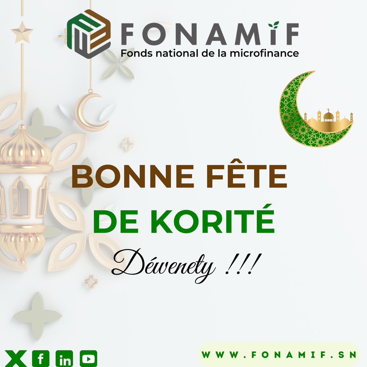 FONAMIF's tweet photo. Le Fonds National de la Microfinance (@FONAMIF) vous souhaite une bonne fête de Korité. 🙏🏽

@MinMicrofinESS #Ess #Microfinance #Korite2025 #Kebetu https://t.co/oAUhpI6M8y