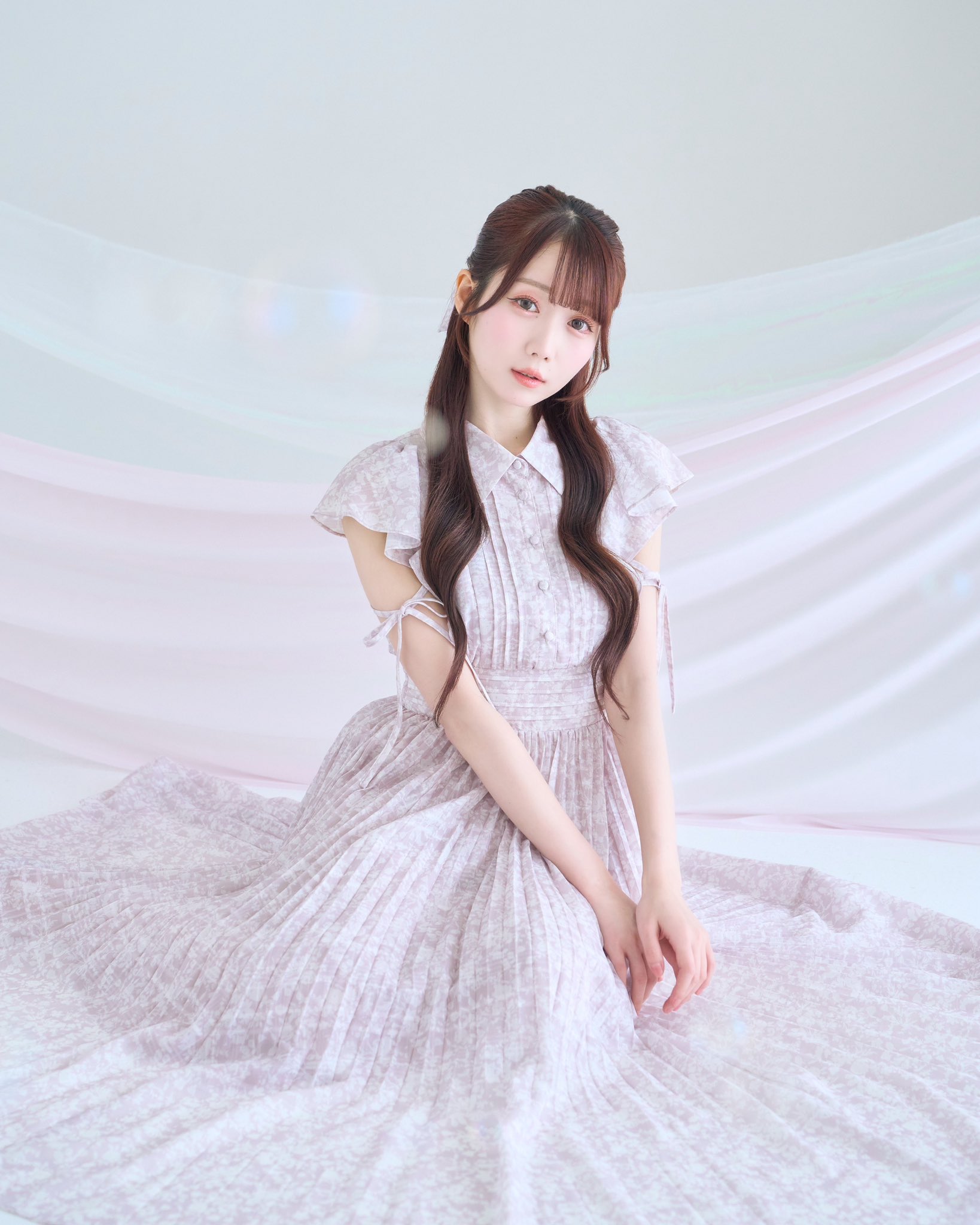 Rosé Muse floral print tulle dress　M Rosé Muse floral print tulle dress 【sax】