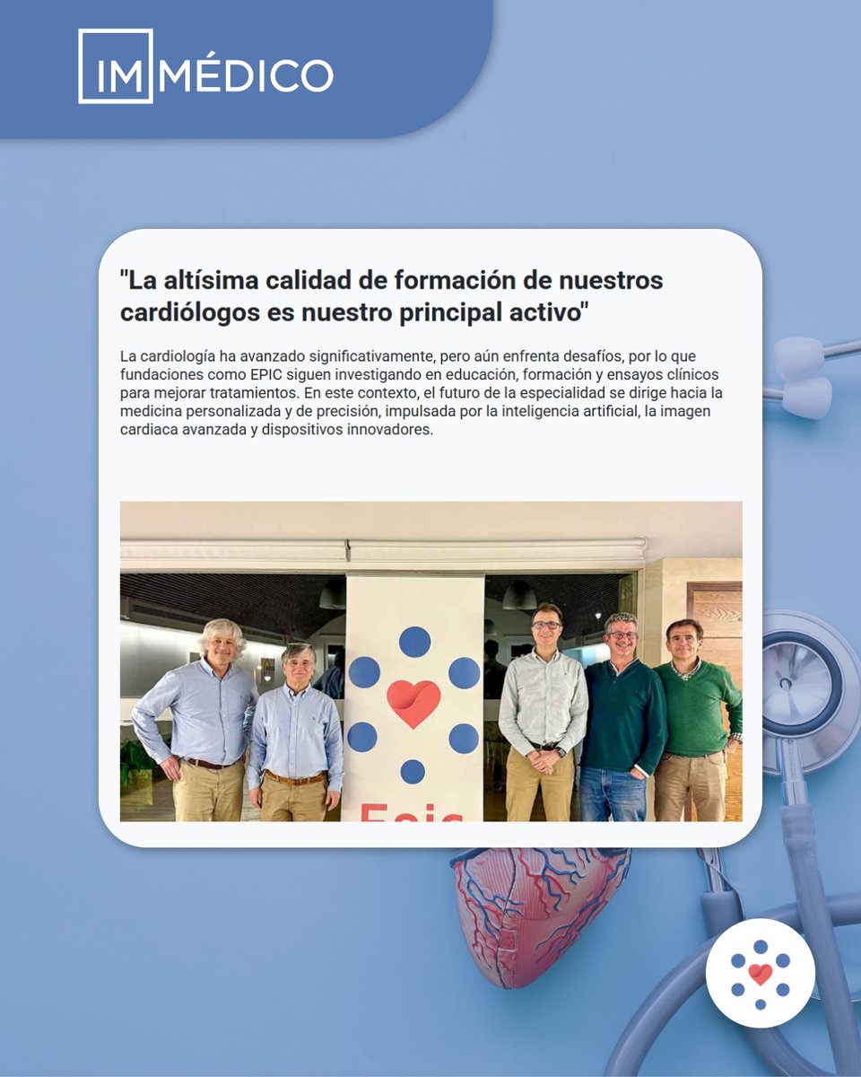 Fundación EPIC (@fundacionepic) on Twitter photo 🫀 "La altísima calidad de formación de nuestros cardiólogos es nuestro mayor valor diferencial".
Nuestro presidente Armando Pérez de Prado (<a href="/foroic/">ArmandoPérez dePrado</a>) habla en @immedicoh sobre el futuro de la cardiología y la labor que desempeñamos desde nuestra fundación.
📖 El artículo completo 🫀 "La altísima calidad de formación de nuestros cardiólogos es nuestro mayor valor diferencial".
Nuestro presidente Armando Pérez de Prado (<a href="/foroic/">ArmandoPérez dePrado</a>) habla en @immedicoh sobre el futuro de la cardiología y la labor que desempeñamos desde nuestra fundación.
📖 El artículo completo