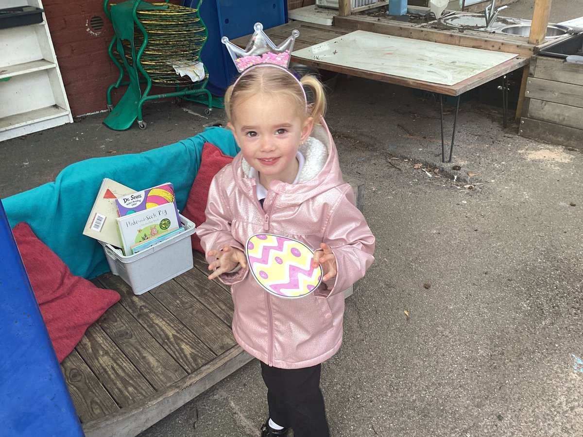 We have read We’re Going on an Egg Hunt and then had an egg hunt outside this morning! It was super fun!