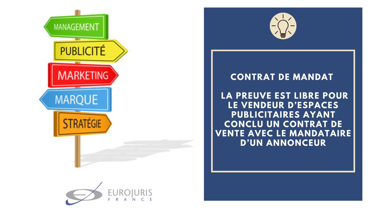 EUROJURISFR's tweet image. 📖 -ARTICLE-
Contrat de #Mandat : la #Preuve est libre pour le #Vendeur d’espaces publicitaires ayant conclu un contrat de vente avec le #Mandataire d’un #Annonceur
▶️ LIRE L’ARTICLE : bit.ly/3DPNhx0
#Eurojuris