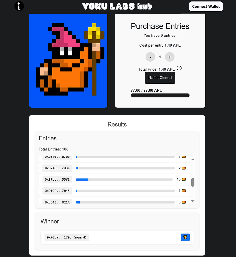 yokulabs's tweet photo. 🎉 We’ve got a winner! 🎉

The first official win on our Yoku Labs Hub is here 🧙‍♂️⚡
One wallet, one moment, one lucky pull—
Congrats to @EscapeRmArtist, winner of one of our raffles! 🏆

Once the transfer is confirmed, we’ll purchase a new @ZardsNFT  from the floor for the next raffle 🔥
Bearilla fam, daily raffles are live.

Link in bio—good luck! 🍀