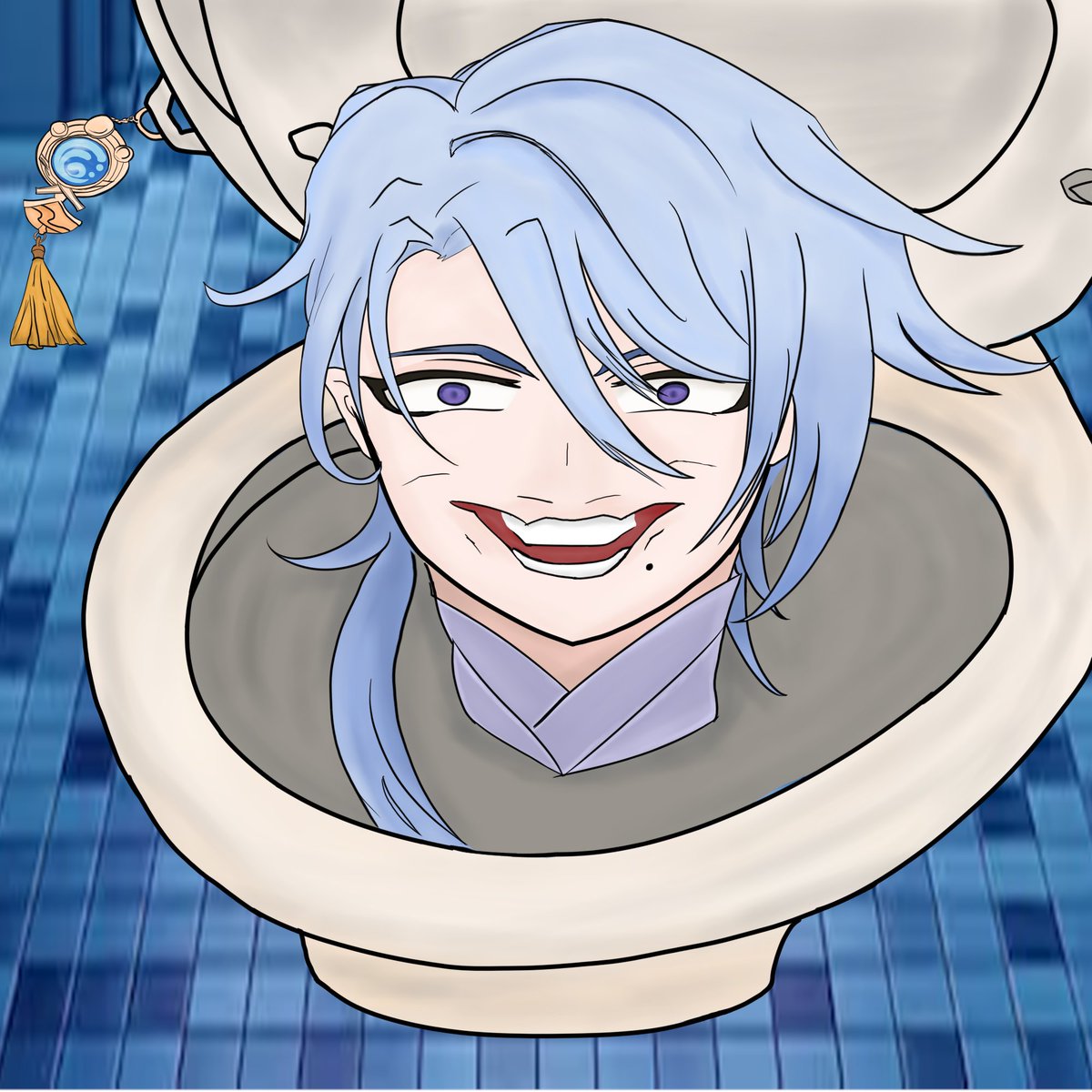 BocchiAkatsuki's tweet photo. Nuevo dibujito hecho para molestar a mi amiga @lycoryslilyvt con su personaje favorito del genchins Kamisato Ayato convertido en skibidi XD, aunque no fue tan complicado colorearlo pero si remarcarlo muejeje
#Arte #ArteDigital #Genshin #SKIBIDITOILET #kamisatoayato #fanart https://t.co/qXgp4ZauOl