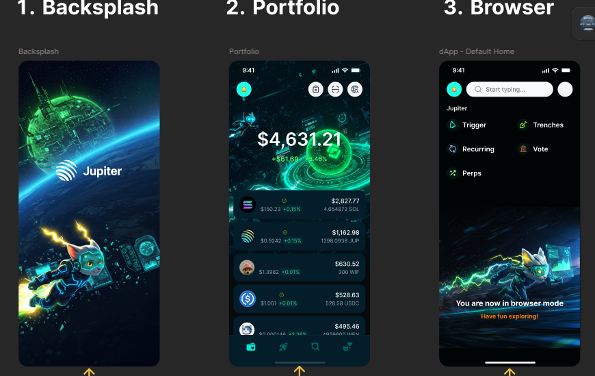 vorleone's tweet photo. @jup_mobile @figma "My @jup_mobile proposal highlights speed, updates, and UX goals with a cyberpunk feline. Community and DAPP ready! Have you tried V2?"
#jupitermobileV2 #CryptoUX #DAPPV2 https://t.co/rr5d8Z8HEK