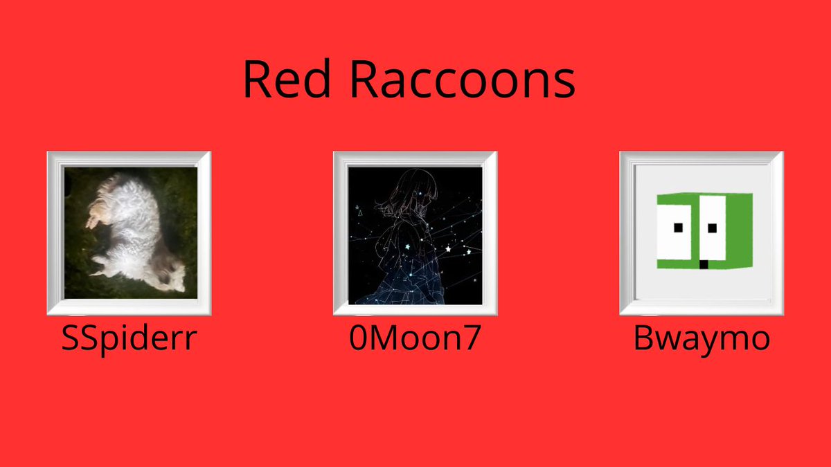 Announcing the Red Raccoons! <a href="/20_Moon_22/">Moon</a> SSpiderr Bwaymo