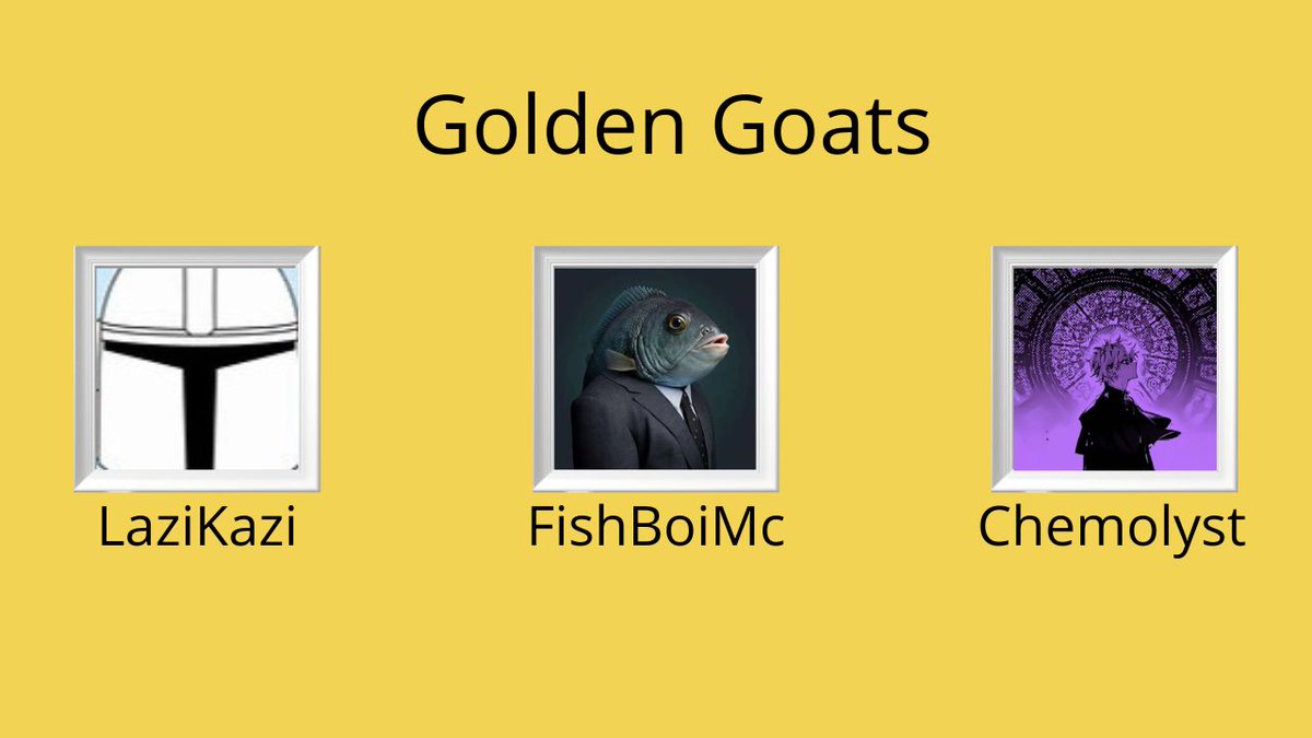 Announcing the Golden Goats! Chemolyst FishBoiMC Lazikazi